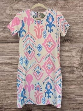 Dudley Stephens Bali Dress Summer Ikat Print Luxe Stretch XS